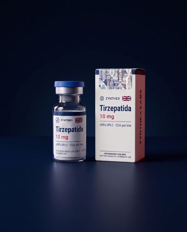 Tirzepatida 10 mg — vial y caja Zynthex